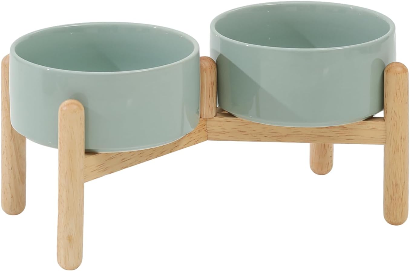 Havniva 8.3inch Ceramic Raised Dog Bowl with Stand, Elevated Dog Bowls for Large Breed Dog Food and Water Bowl Non-Slip Dog Dish Large Capacity Feeding Pet Water Bowl