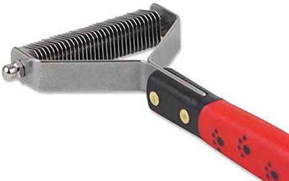 RYAN'S PET SUPPLIES Paw Brothers 13-Blade Coarse Double Wide Dematting Undercoat Rake for Dogs and Cats, Professional Grade, Dog Shedding Brush, Stainless Steel Blades, Rounded Gentle Teeth