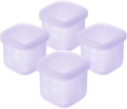 Olababy Clear Sense Silicone Storage Containers 4pk for Baby Food, Snacks, Formula, Puree, Sauce & More | Micro Plastic & BPA-Free | Daycare Essentials for Toddlers and Kids (Lilac, 2 oz / 60 ml)