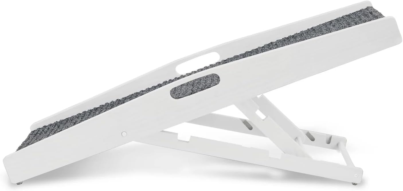 Carlson 39.5" Indoor Pet Ramp, White, Collapsible, Adjustable Height, Includes Handles, Non-Slip Carpet, and Rubber Feet
