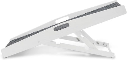Carlson 39.5" Indoor Pet Ramp, White, Collapsible, Adjustable Height, Includes Handles, Non-Slip Carpet, and Rubber Feet