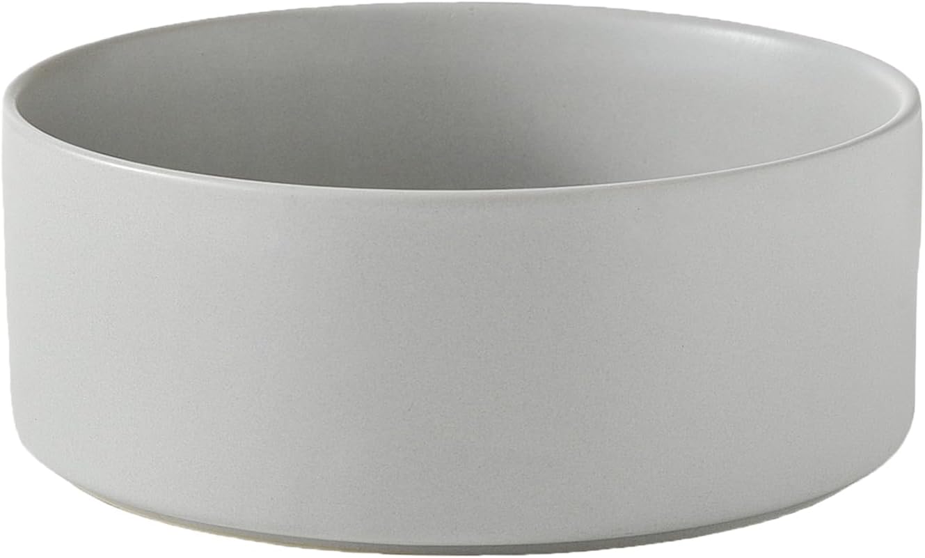 6'' Ceramic Raised Dog Bowl - 30Oz Dog Food & Water Bowl with Elevated Non-Slip Bamboo Stand, Dishwasher & Microwave Safe, Anti Vomiting Heavy Duty Pet Bowl for Small and Medium Dogs, White