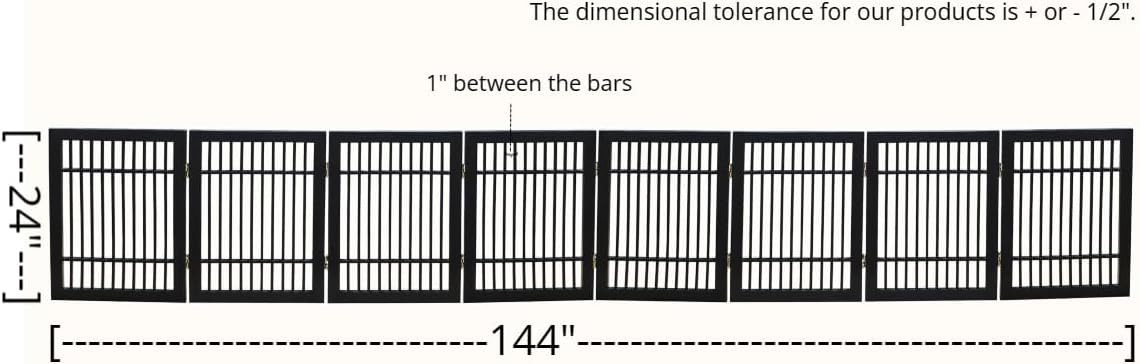 Urnporium Freestanding Wooden Dog Gate for Doorways – Foldable Acacia Wood Pet Gate, No Drill Portable Indoor/Outdoor Puppy Fence Barrier (White Pet Gate, 3 Panel 24" Tall)