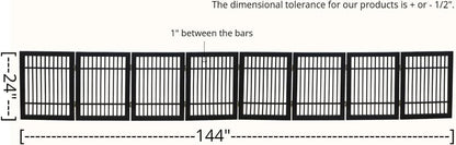 Urnporium Freestanding Wooden Dog Gate for Doorways – Foldable Acacia Wood Pet Gate, No Drill Portable Indoor/Outdoor Puppy Fence Barrier (White Pet Gate, 3 Panel 24" Tall)
