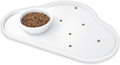 Ptlom Silicone Pet Placemat for Dogs and Cats, Non-Slip Waterproof Dog Feeding Bowl Mats for Food and Water, Small Medium Large Pet Puppy Tray Mat Prevent Residues from Spilling onto The Floor, Beige