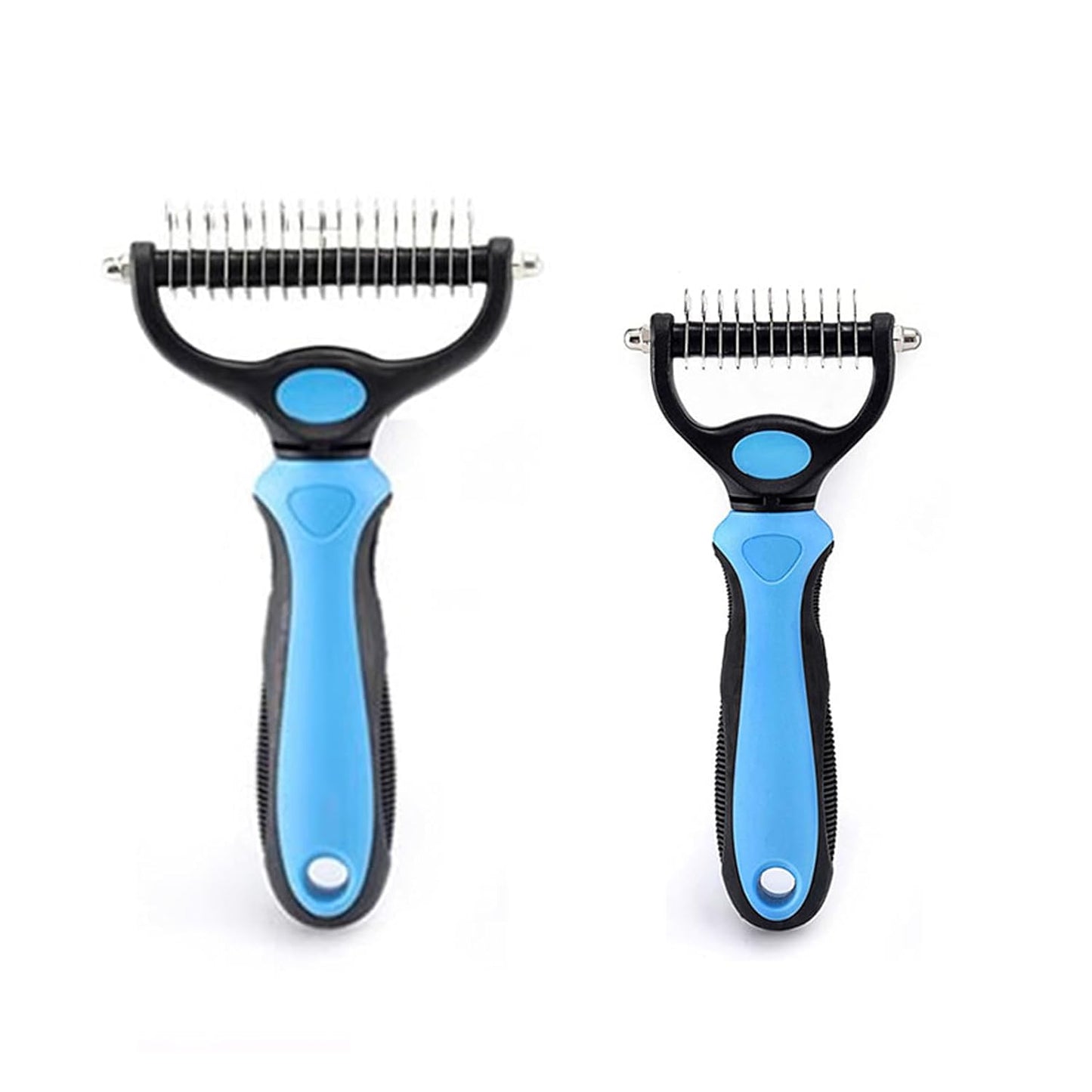 Sakerplus Dog Brush Tool Dog Brush for Shedding, Dual-Sided 9/17 Teeth Deshedding Dogs Brushes, Undercoat Rake for Dogs and Cat Brush (2, Pink, Large+Small)