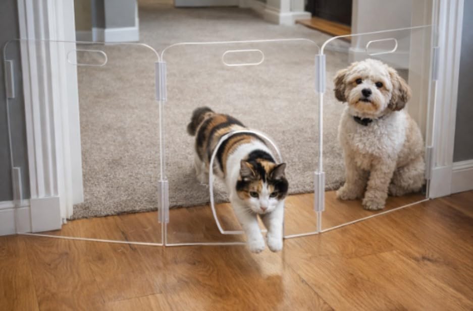 Pet Barrier (3-Panel) | Free-Standing Pet Gate | Foldable | Protect Your Indoor Living Spaces, Decorations, and Important Items from Pets | Made in The USA