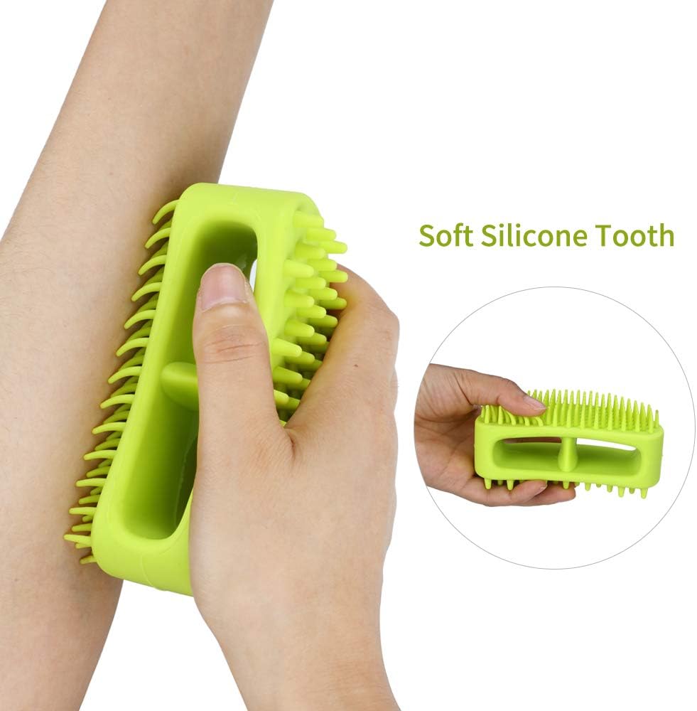 Dog Brush & Cat Brush, Soft Silicone Dog & Cat Grooming Brush, Pet Bath & Massage Brush for Cats and Dogs with Short or Long Hair, Cat Slicker Shedding Hair Brush Limegreen