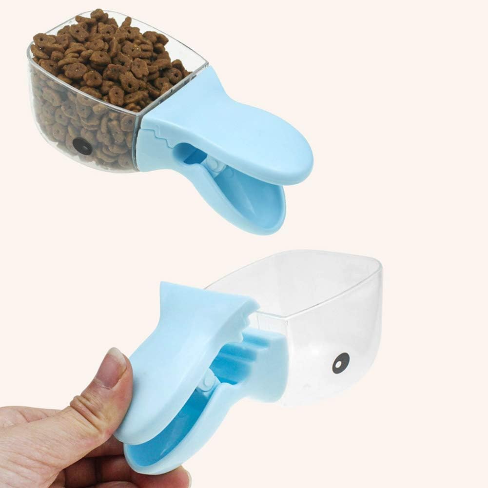 Newooh 2 in 1 Professional Pet Duckbill Shaped Feeding Shovel for Dog Cat Food - Food Package Seal Clip - Cute Duckbill Small Spoon