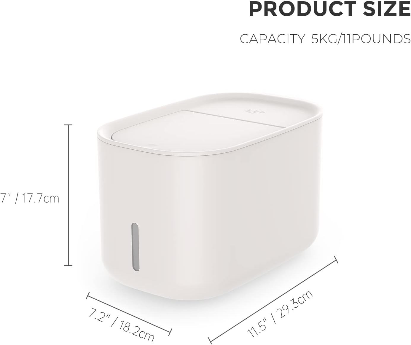 Zuutii Rice Storage Container,Food Container, Dry Food Storage, 7.2lbs Pet Food Dispenser, 11lbs Large Storage Bin with Lid,Silicone Ring & Moisture Proof, for Grain Cereal Soybean Corn, Dark Gray