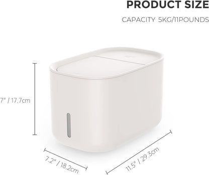 Zuutii Rice Storage Container,Food Container, Dry Food Storage, 7.2lbs Pet Food Dispenser, 11lbs Large Storage Bin with Lid,Silicone Ring & Moisture Proof, for Grain Cereal Soybean Corn, Dark Gray