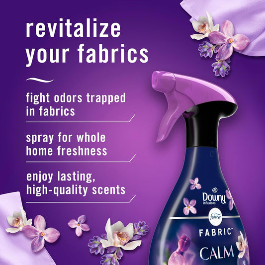 Fabric Spray & Carpet Heavy Duty Odor Fighter, Fabric Refresher, Multi-Use Deodorizer, Sneaker Balls Alternative, Couch & Linen Spray, Downy Calm & Rainforest Scents, 16.9oz, 2ct (1 of each)