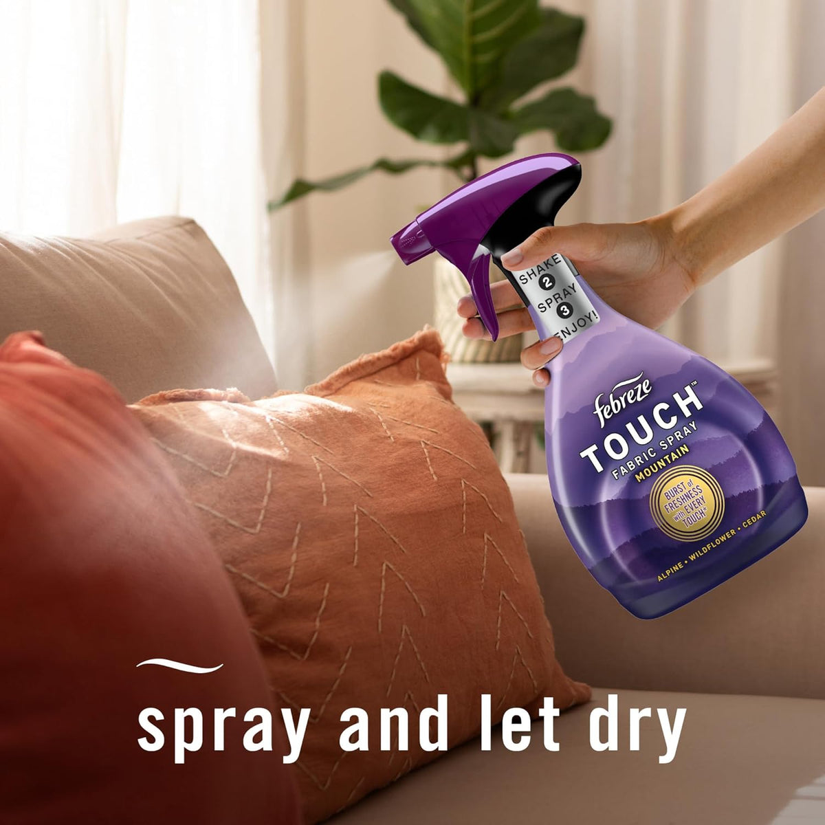 Fabric Spray & Carpet Heavy Duty Odor Fighter, Fabric Refresher, Multi-Use Deodorizer, Sneaker Balls Alternative, Couch & Linen Spray, Downy Calm & Rainforest Scents, 16.9oz, 2ct (1 of each)