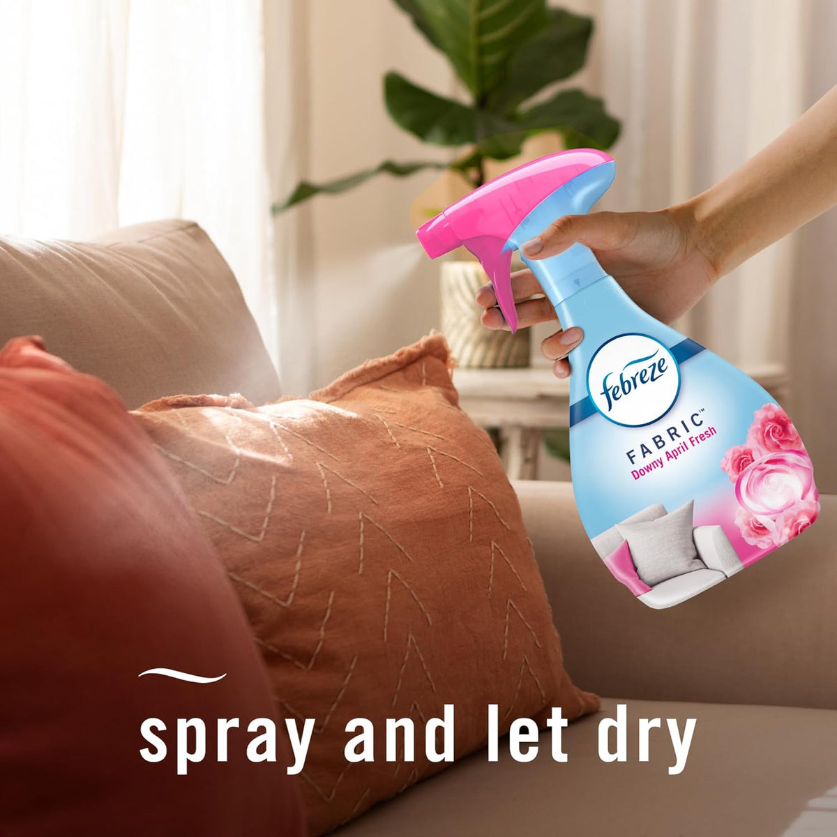 Fabric Spray & Carpet Heavy Duty Odor Fighter, Fabric Refresher, Multi-Use Deodorizer, Sneaker Balls Alternative, Couch & Linen Spray, Downy Calm & Rainforest Scents, 16.9oz, 2ct (1 of each)