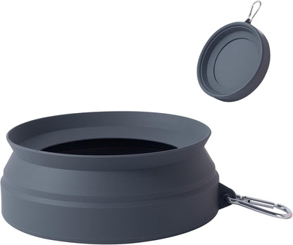 SLSON Spill Proof Dog Water Bowl for Cars,Collapsible No Splash Dog Travel Bowls Integrated Molding Portable Pet Bowl for Vehicle Road Trip Truck,RV,SUV,Boat Accessories (Cold Grey)