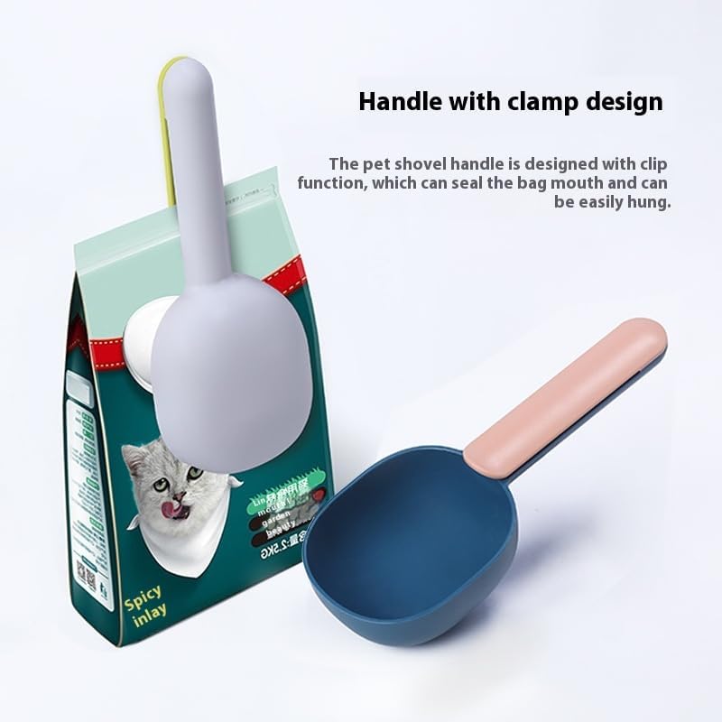 Pet Food Scoop with Bag Clip, Dog Cat Food Measuring Spoon, Anti-Spill Deep Design, Durable ABS Material, Multi-Color Option, Easy to Clean (A2)