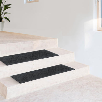 Aucuda 2pcs 8.5" x 30" Stair Treads Outdoor for Elders and Dogs on Wooden Steps, Non Slip Stair Runner Rug Heat Insulation Rubber Backing, Gray Staircase Mat Carpet for Indoor Grip Farmhouse.