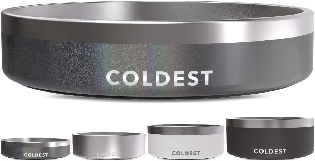 Coldest Dog Bowl - Anti Rust Metal, Non Slip, 3 Layers Insulated Stainless Steel Dog Bowls - Spill Proof & Heavy Duty - Water Bowl for Dogs, Cats & Pets, Dish Washer Safe (21 oz, Stealth Black)