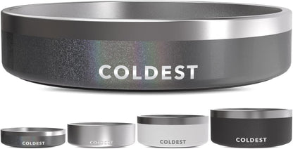 Coldest Dog Bowl - Anti Rust Metal, Non Slip, 3 Layers Insulated Stainless Steel Dog Bowls - Spill Proof & Heavy Duty - Water Bowl for Dogs, Cats & Pets, Dish Washer Safe (21 oz, Stealth Black)