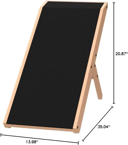 Dog Ramp for Couch – Non-Slip, Sturdy Build Foldable Wooden Dog Ramp – Supports up to 200 lbs – 7 Adjustable Heights (14"–20.5") – Enhanced Stability – Birchwood Pet Ramp for Small Dogs – Gray