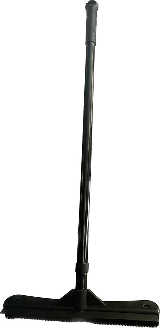 Pet Hair Remover Carpet Rake - Rubber Broom for Pet Hair Removal Tool with Squeegee & Telescoping Handle