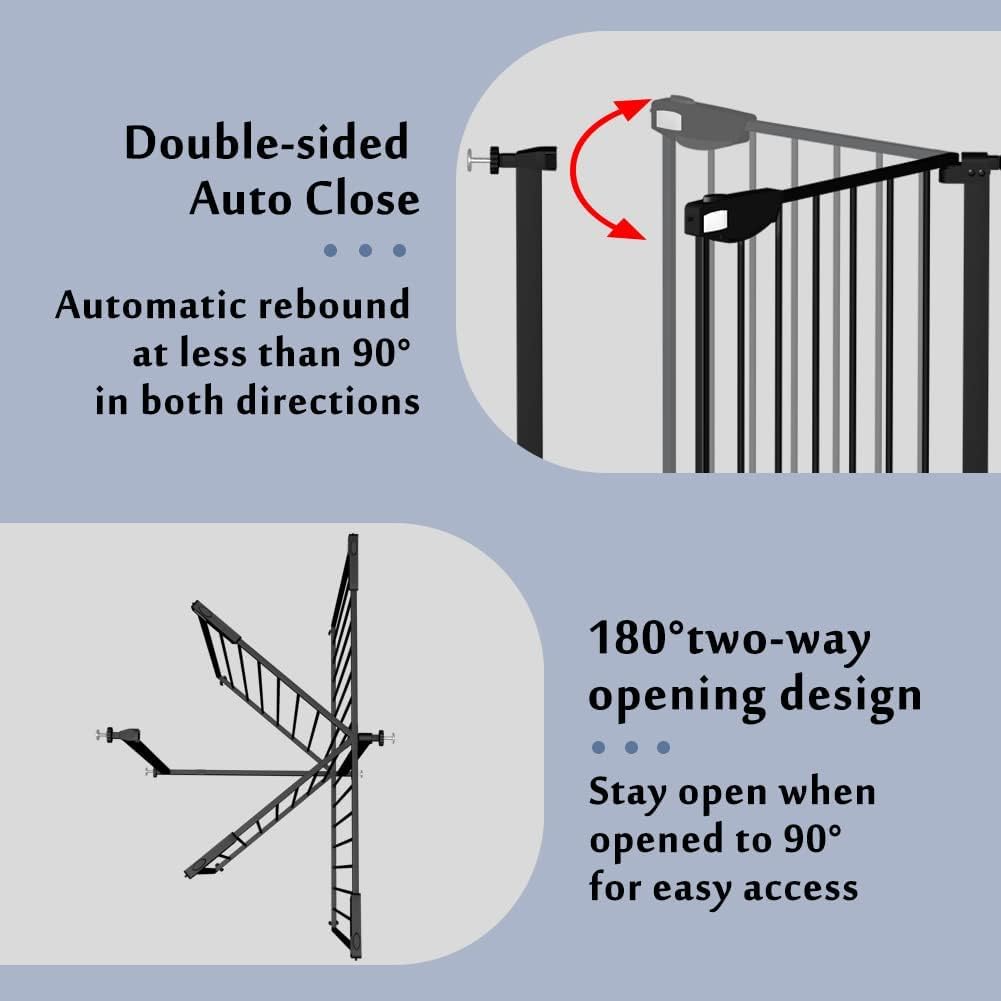 DEARBB Triple Lock Baby Gate for Stairs Doorways and House 31" to 86" Extra Wide Pressure Mounted Easy Walk Through Auto Close Safety Pet Gate White 49.21-67.32"
