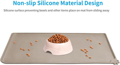 AUDWUD Silicone Waterproof Pet Feeding Mats,Anti Slip Bowl Pad,Dog Mat for Food and Water