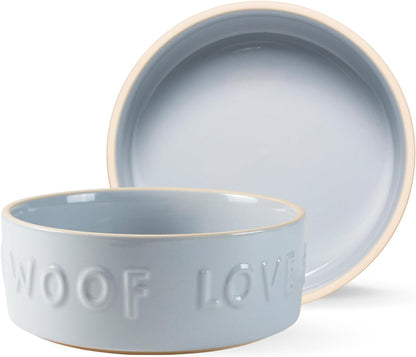 Fringe Studio Matte Speckled Green Medium Raised Stoneware Feeder W/Stainless Steel Insert (7" Diameter x 5.5" H, 26 fl.oz.), PetShop Collection (453MD001)