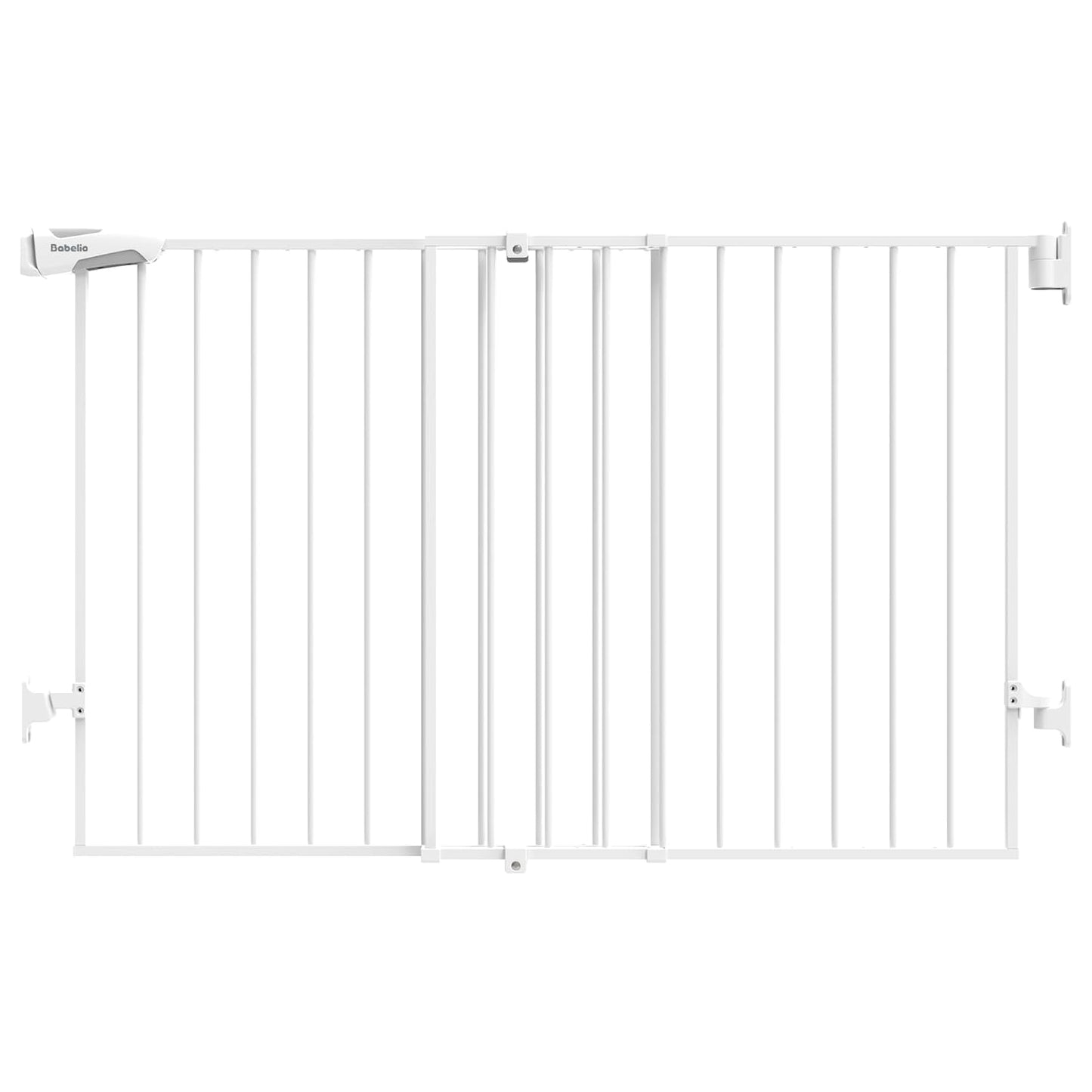 Babelio Baby Gate for Stairs, Kitchen & Doorways, 26-43" W 28" H No Bottom Bar| Easy Installation| One-Handed Operation| Auto-Close| Hardware Mount (Drill Needed) Safety Dog/Pet Gate Indoor (White)