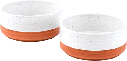 SPUNKYJUNKY Elevated Dog Bowls Ceramic, 6.1'' Dogs and Cat Food Water Bowls Raised with Non-Slip Bamboo Stand for Medium Sized Breed Microwave Dishwasher Safe - 28.7 OZ,Beige