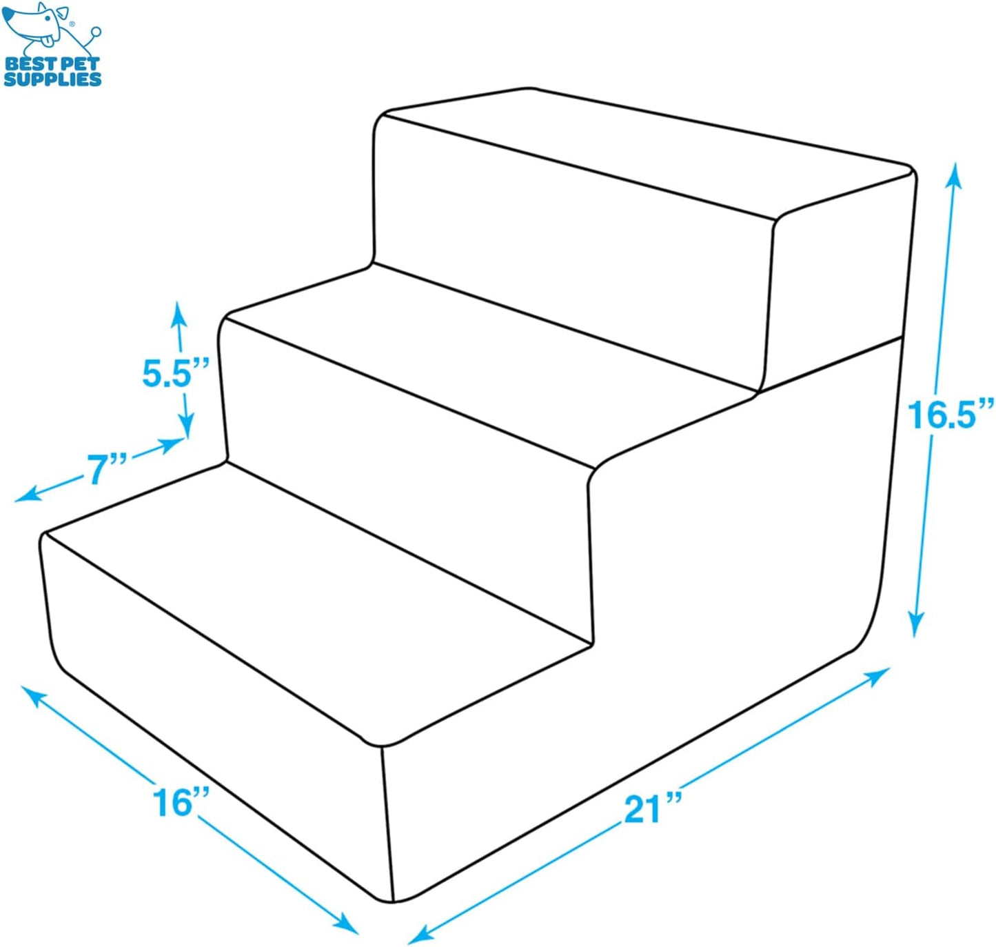Best Pet Supplies Dog Stairs & Steps - Foam Steps for Small Dogs & Cats, Non-Slip Indoor Balanced Pet Step Support, Dog Ramp, No Assembly, Ash Gray Linen, 2-Step (12-inch Height)