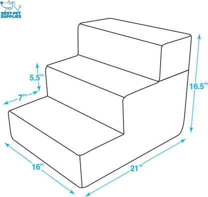Best Pet Supplies Dog Stairs & Steps - Foam Steps for Small Dogs & Cats, Non-Slip Indoor Balanced Pet Step Support, Dog Ramp, No Assembly, Ash Gray Linen, 2-Step (12-inch Height)