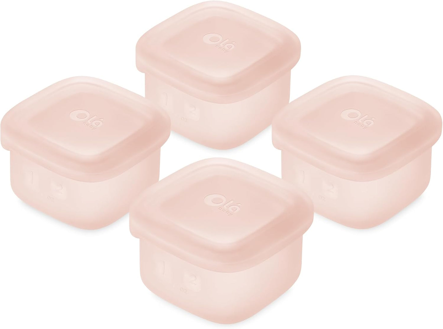 Olababy Clear Sense Silicone Storage Containers 4pk for Baby Food, Snacks, Formula, Puree, Sauce & More | Micro Plastic & BPA-Free | Daycare Essentials for Toddlers and Kids (Lilac, 2 oz / 60 ml)