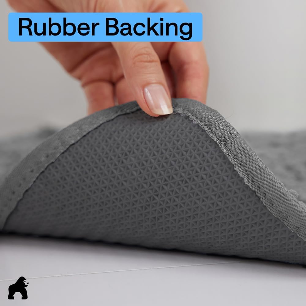GORILLA GRIP SoakSTOPPER Dog Door Mat, 30x20 Machine Washable Rug Absorbent Doormat Captures Moisture Mud Dirt, Quick Dry Soft Chenille Entryway Rugs Indoor Entrance Mats for Dog Paws, Paw Grey