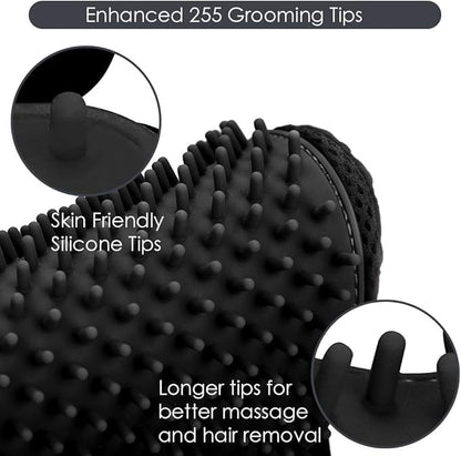 Limpet Grooming Glove- Hair remover gloves- Gentle shedding brushes for dogs, cats & horses (1 pair) (Blue)