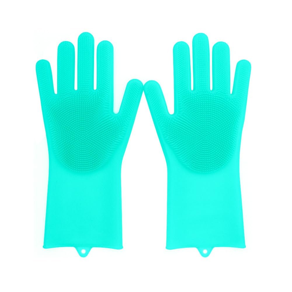 Pet Grooming Gloves Silicone Gloves with High-Density Teeth Enhanced Five Finger Design for Dogs Cats Bathing Massaging (Grey)