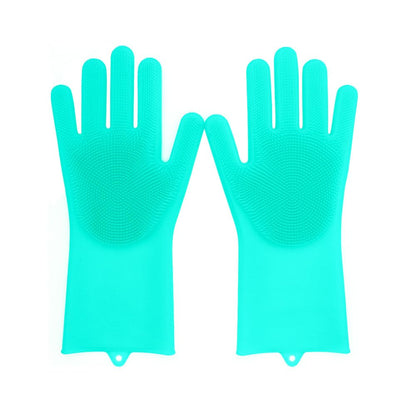 Pet Grooming Gloves Silicone Gloves with High-Density Teeth Enhanced Five Finger Design for Dogs Cats Bathing Massaging (Grey)