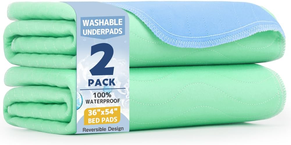 Washable Underpads 36"x36"(4 Pack)– Dual-Sided & Ultra-Thick, Heavy Duty Waterproof Nursing Pads Incontinence Bed Pads, Reusable Washable Pee Pads for Dogs, Diaper Changing & Adults Pads