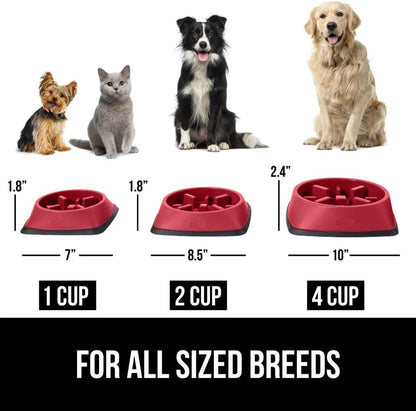 GORILLA GRIP® Patented BPA Free Slow Feeder Dog Bowls, Interactive Puzzle Toy for Dogs and Cats Food Training Enrichment, Keeps Pets Busy and Prevents Puppy Overeating, Small Breeds, 1 Cup, Gray