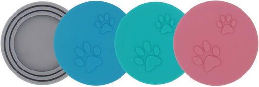 SLSON 4 Pack Pet Food Can Cover Set, Universal Silicone Cat & Dog Food Can Lids Fitting 3 Standard Sizes