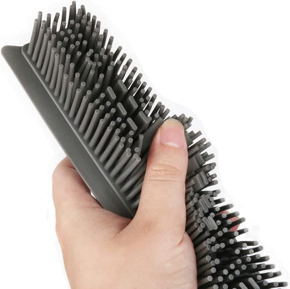 Pet Hair Rubber Broom with Squeegee for Carpet,Fur Remover Broom Carpet Rake for Pet Hair Removal, with 50" Long Handle, Dual-Sided for Hardwood Floor, Tile,Portable Detailing Lint Brush