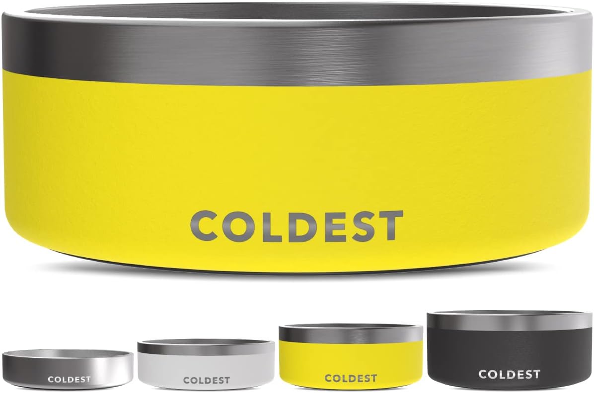 Coldest Dog Bowl - Anti Rust Metal, Non Slip, 3 Layers Insulated Stainless Steel Dog Bowls - Spill Proof & Heavy Duty - Water Bowl for Dogs, Cats & Pets, Dish Washer Safe (21 oz, Stealth Black)