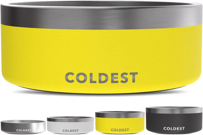Coldest Dog Bowl - Anti Rust Metal, Non Slip, 3 Layers Insulated Stainless Steel Dog Bowls - Spill Proof & Heavy Duty - Water Bowl for Dogs, Cats & Pets, Dish Washer Safe (21 oz, Stealth Black)