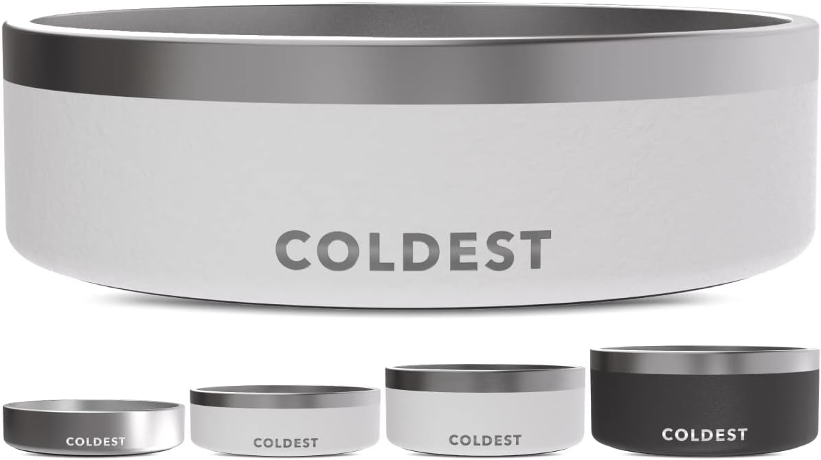Coldest Dog Bowl - Anti Rust Metal, Non Slip, 3 Layers Insulated Stainless Steel Dog Bowls - Spill Proof & Heavy Duty - Water Bowl for Dogs, Cats & Pets, Dish Washer Safe (21 oz, Stealth Black)