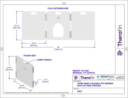 Pet Barrier (3-Panel) | Free-Standing Pet Gate | Foldable | Protect Your Indoor Living Spaces, Decorations, and Important Items from Pets | Made in The USA