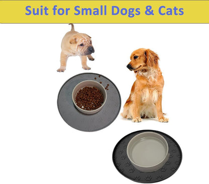 Pet Feeding Mat, Waterproof, Raised Edges to Prevent Spills, Easy Clean in Dishwasher, Dogs and Cats Placemat Tray to Stop Food and Water Bowl Messes on Floor(1Pack Beige)