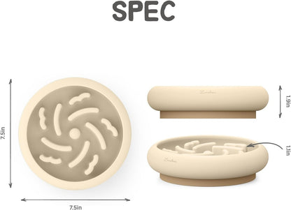 Slow Feeder Dog Bowls Made of Premium Food-Grade Silicone, Anti-Choking & Slow Eating for Improved Digestion, Non-Slip, Soft & Durable, Quiet Dog Bowl, Cute, Dishwasher Safe (Ivory, Standard)
