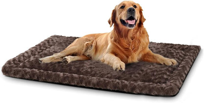 Washable Dog Bed Mat Ultra Soft Dog Crate Pad Comfy Fluffy Pet Kennel Beds Sleeping Mattress for Large Jumbo Medium Small Dogs, 36 x 23 Inch, Gray