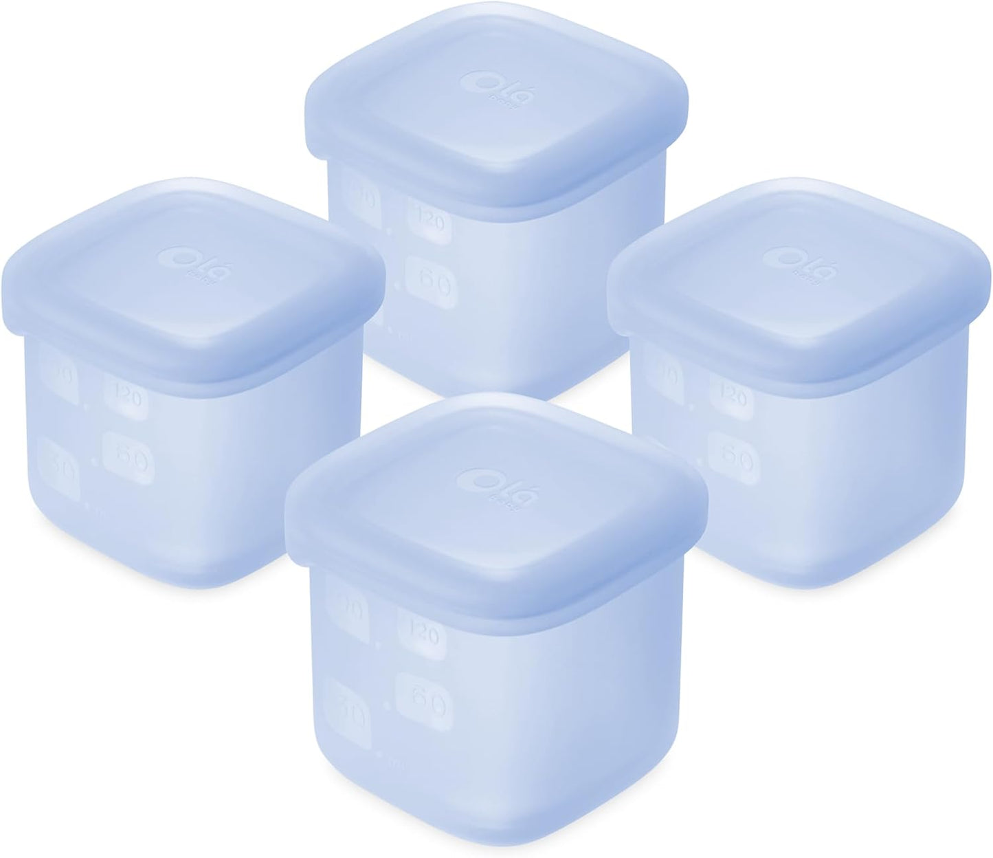 Olababy Clear Sense Silicone Storage Containers 4pk for Baby Food, Snacks, Formula, Puree, Sauce & More | Micro Plastic & BPA-Free | Daycare Essentials for Toddlers and Kids (Lilac, 2 oz / 60 ml)