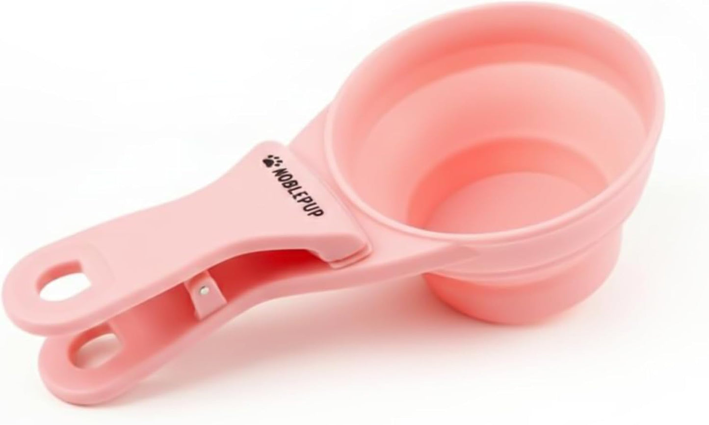 MeasureMate Pet Food Scoops with Bag Clip for Dog and Cat - 3-in-1 Multi-Function Collapsible Food Measuring Cup - 1 Cup Capacity, 8oz, Green - Dishwasher Safe